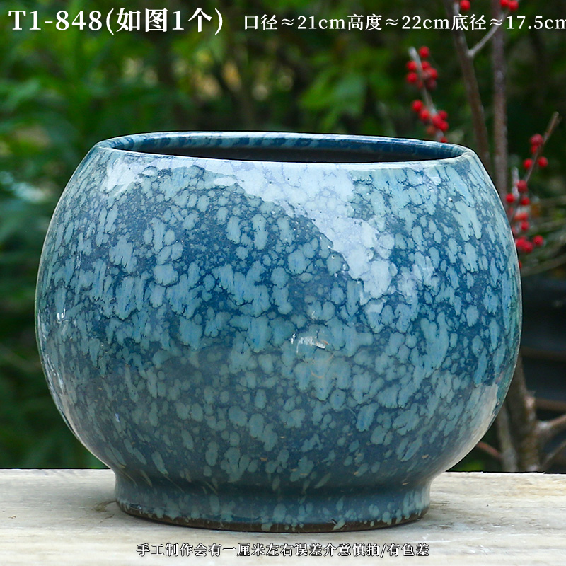 T1-848宜兴紫砂红陶双耳大号老桩陶罐粗陶花盆透气万能盆花盆