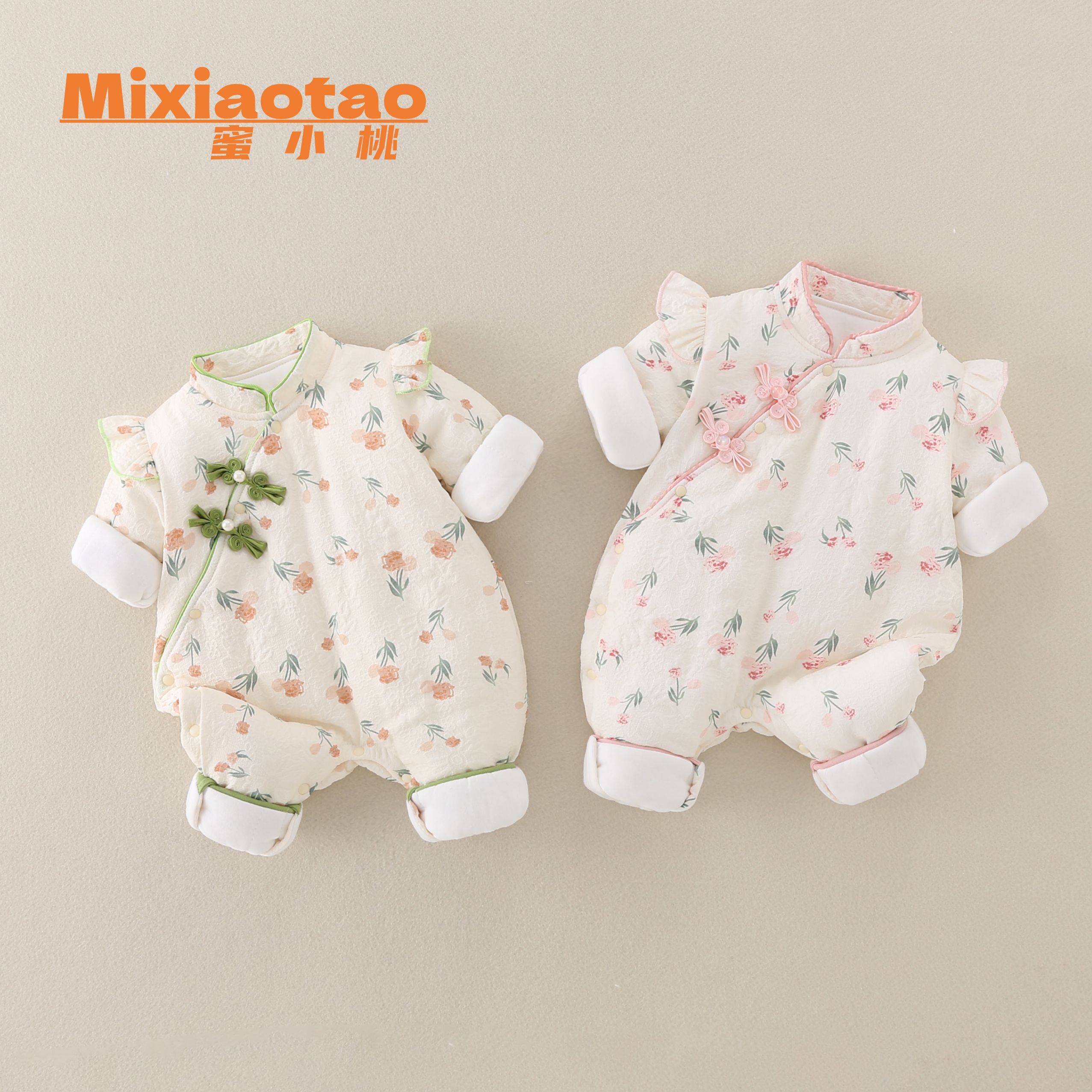 6 陌上花夹棉秋冬款旗袍碎花女童长袖幼儿婴儿新生儿女宝婴童