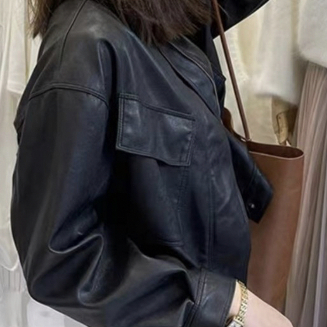 皮衣女短款春秋皮外套时尚女装修身机车（开播拍品，直播间为准)