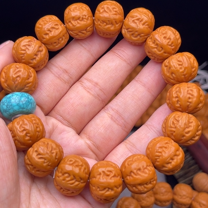 猴头核桃吊坠17麻花串绿