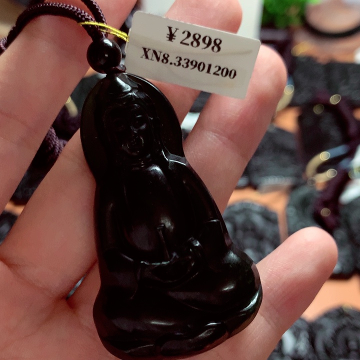 沧**辰天然缅甸a货钢琴黑挂件
