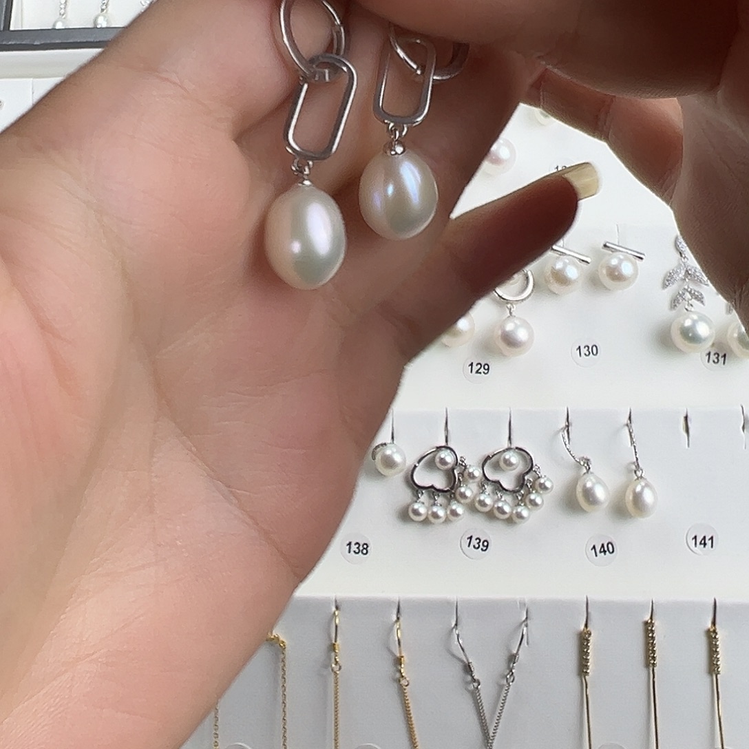 淡水珍珠耳饰银S925镶嵌