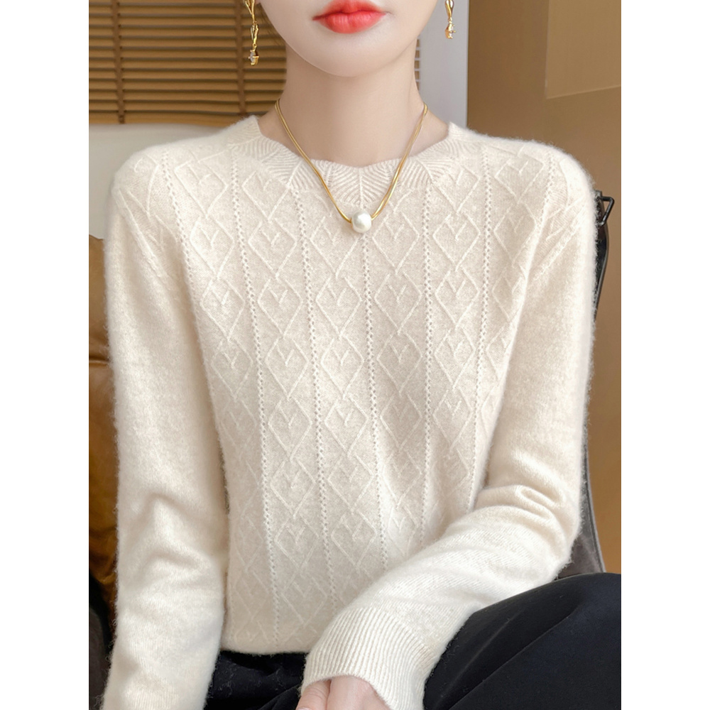 恒启源100%羊绒衫女针织衫2025新款秋冬宽松显瘦打底衫圆领毛衣