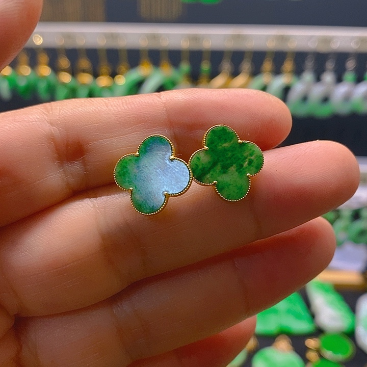 18K金镶嵌翡翠耳饰耳坠