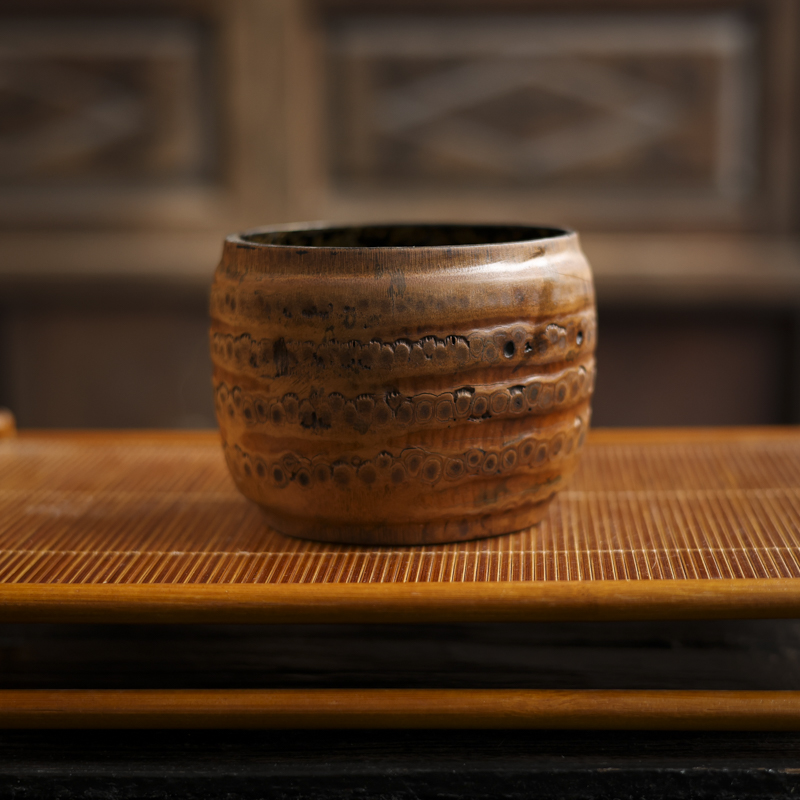 【福器】古篱大漆老竹根水洗建水收纳笔筒茶道茶具（秋古篱9255）