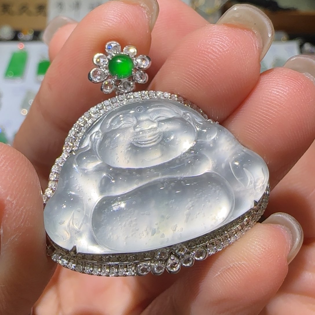 【闪购商品】翡翠颈饰18K金镶嵌若*天然