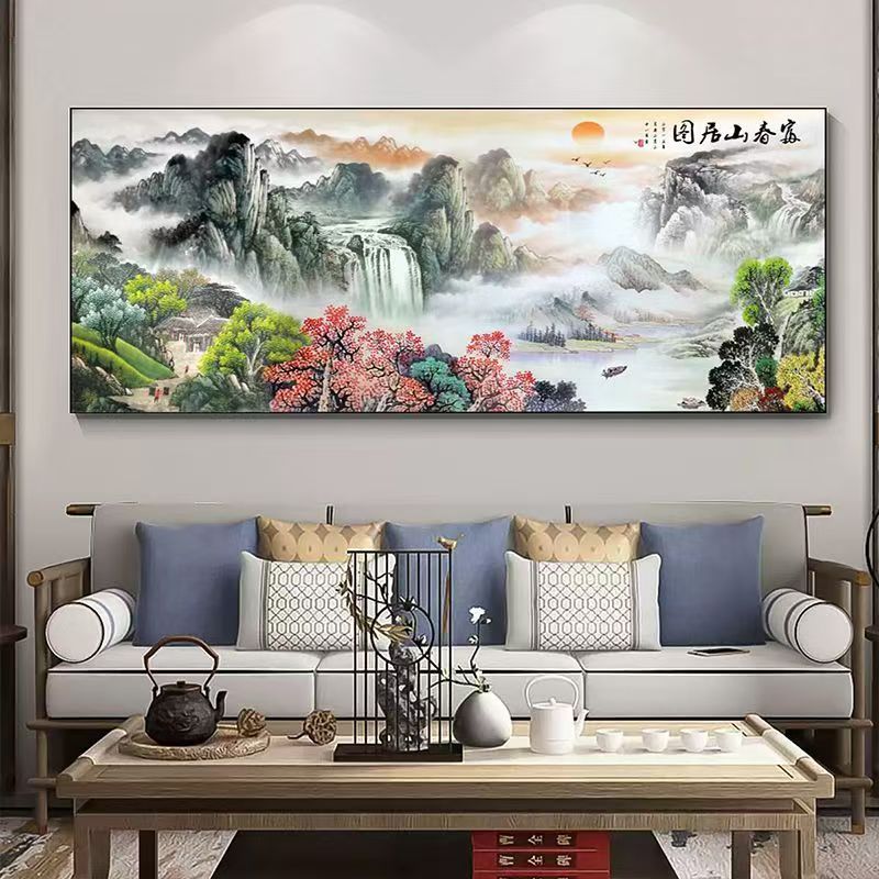 DA-024富春山居镶钻客厅装饰画横幅山水风景沙发背景墙挂画捡漏4