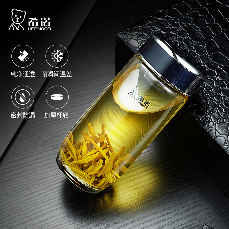希诺单层烫手单层鹅蛋抗菌玻璃杯大容量商务办公高档男士便携7715