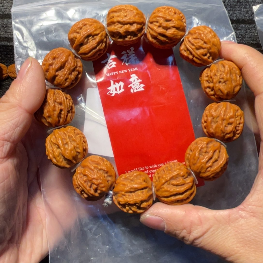 文玩核桃手串矮壮西瓜纹手持24