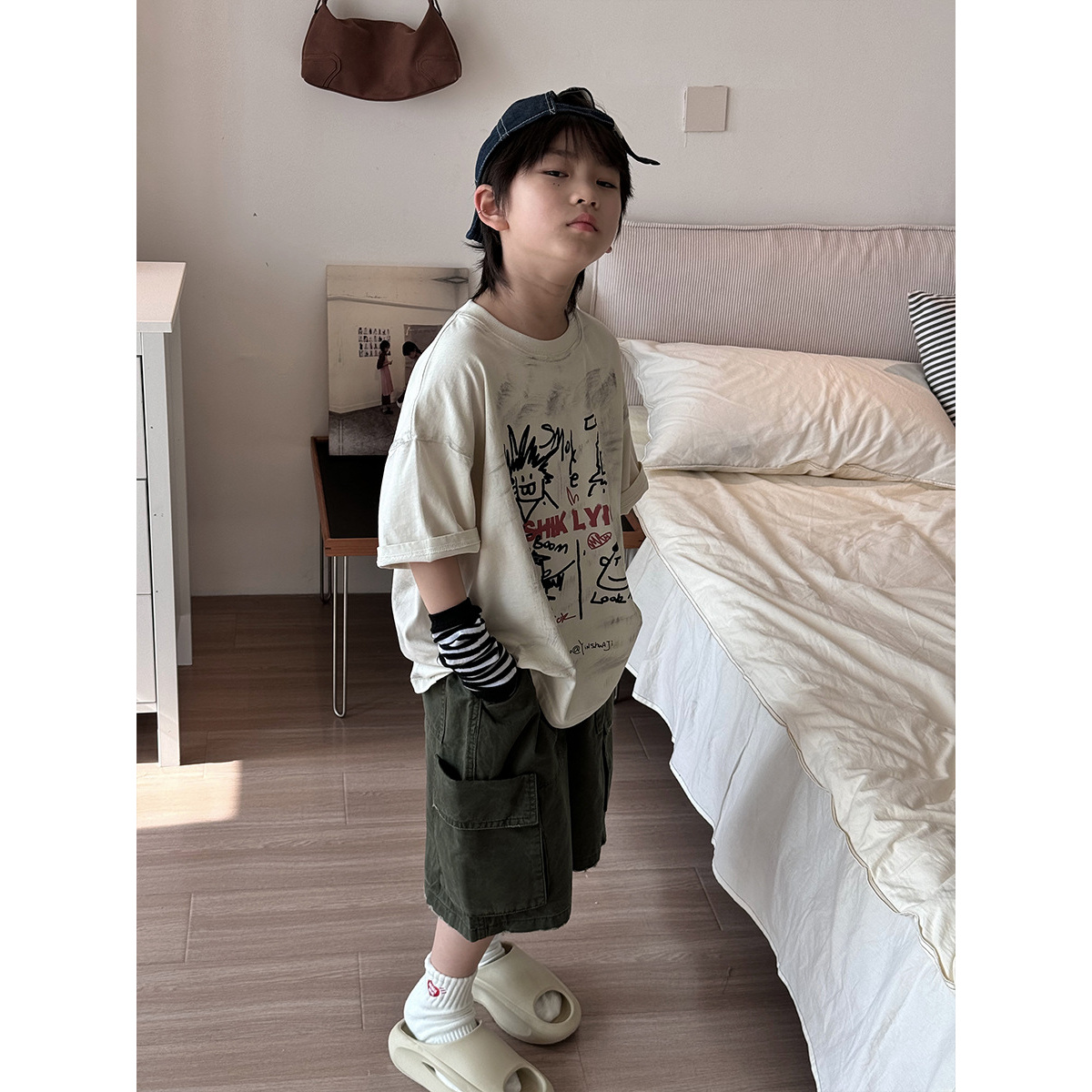 【Tang小白】男童涂鸦短袖25夏季新款儿童T恤韩版脏脏洗半袖休闲装