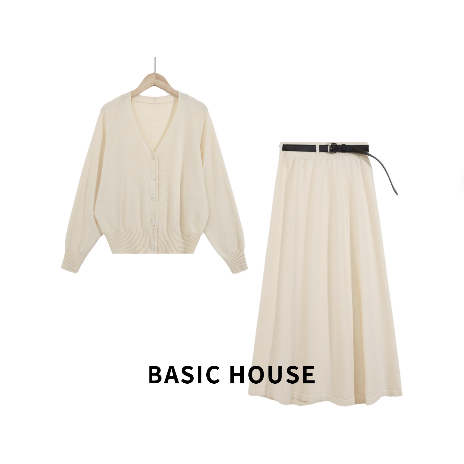 BasicHouse/百家好显瘦气质针织时尚复古套装B1385B5HG92