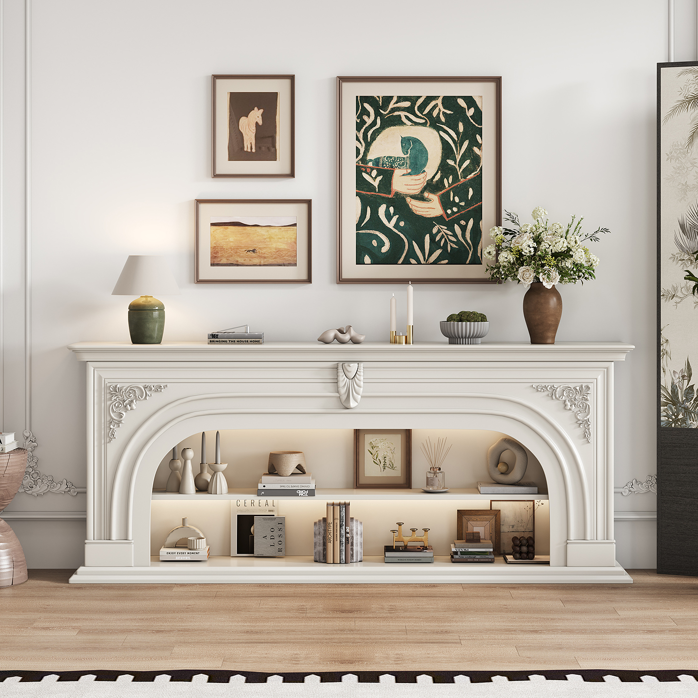 法式壁炉装饰柜实木电视柜仿真火电视柜仿真火焰美式客厅复古室内