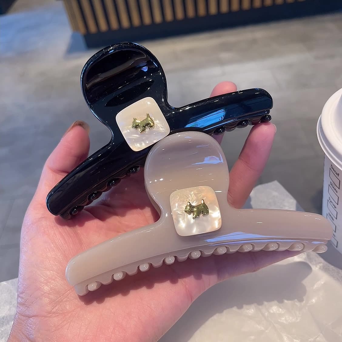 高品质韩国高档发夹大号盘发夹精致气质抓夹时尚小狗鲨鱼夹ins风