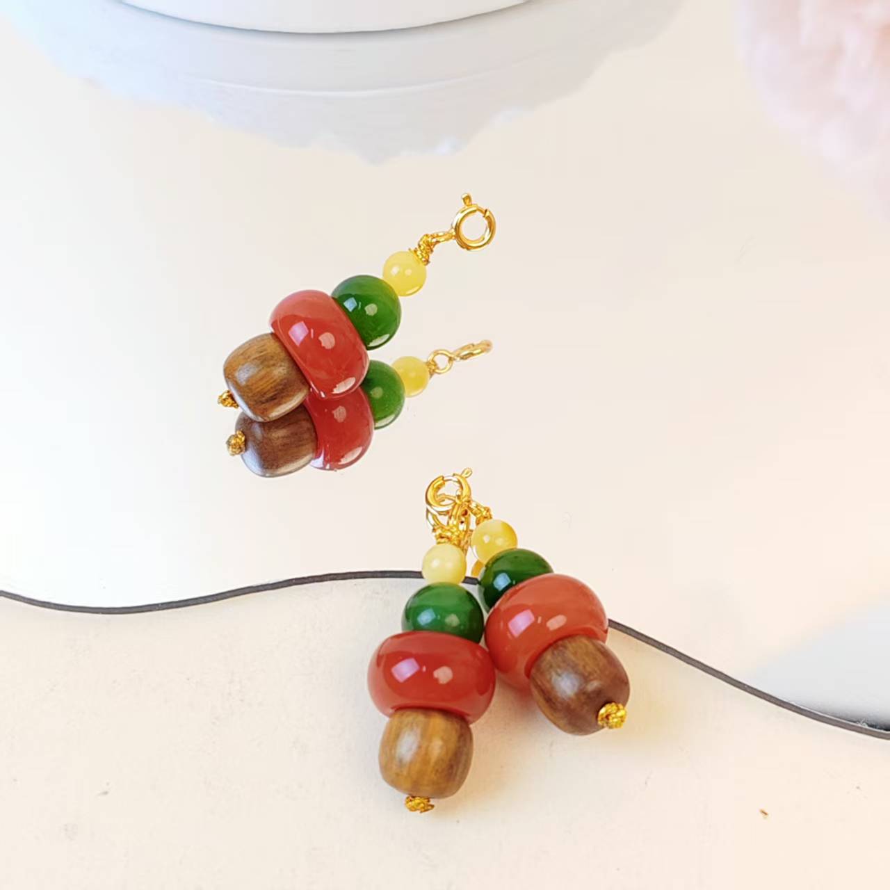 阿根廷绿檀玛瑙圣诞树吊坠（微瑕，多样性发其一）