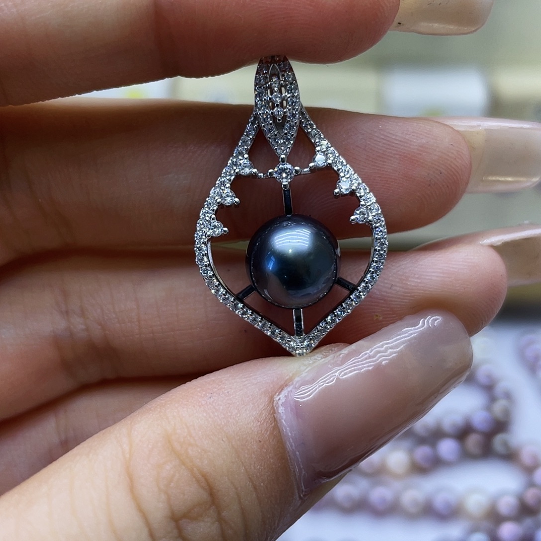 海水珍珠银S925镶嵌颈饰