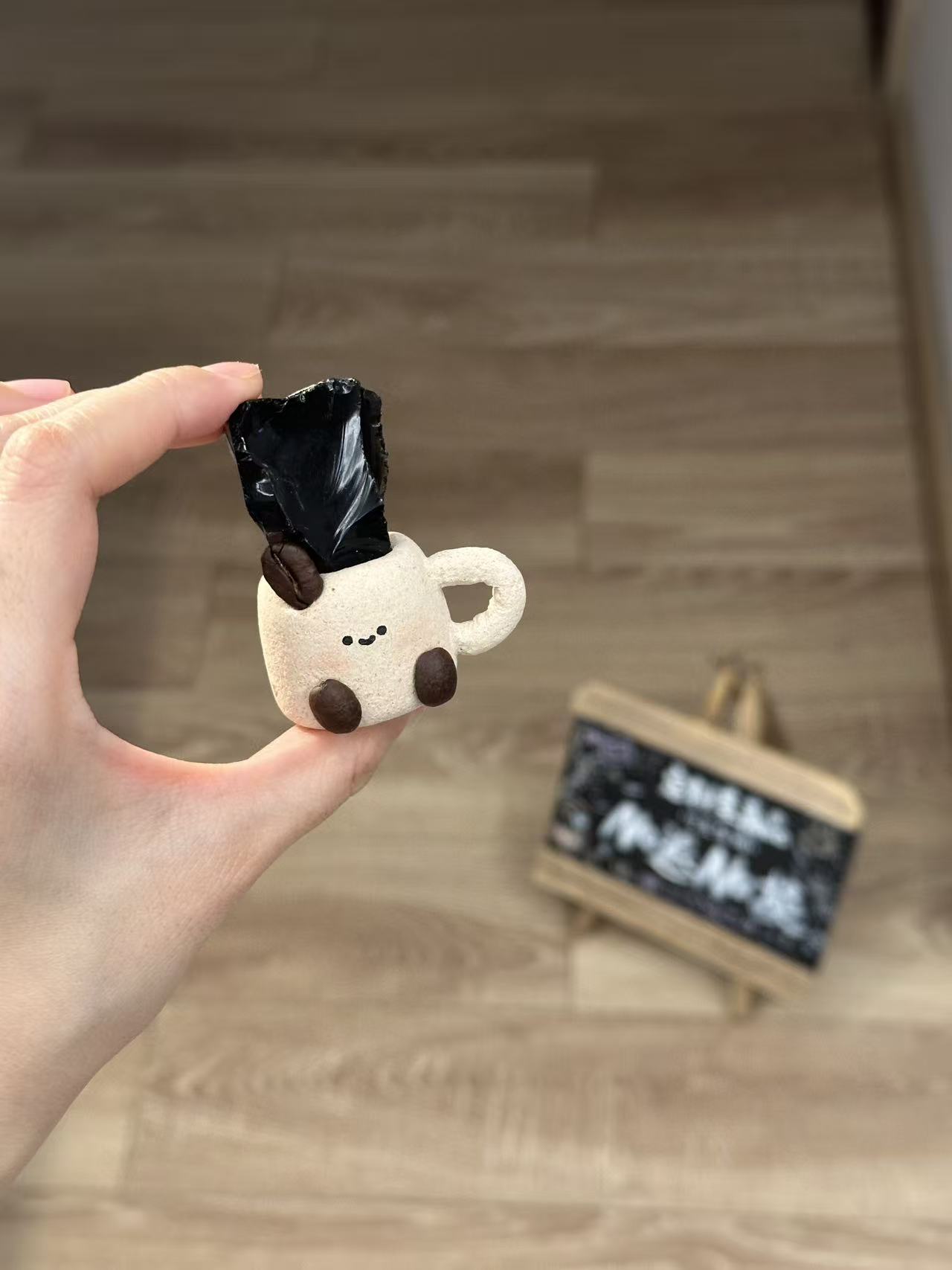 水晶小豆丁可爱黑钥匙咖啡杯