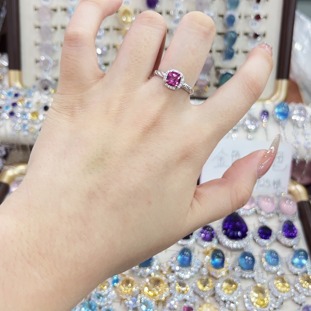 戒指烟晶银S925镶嵌