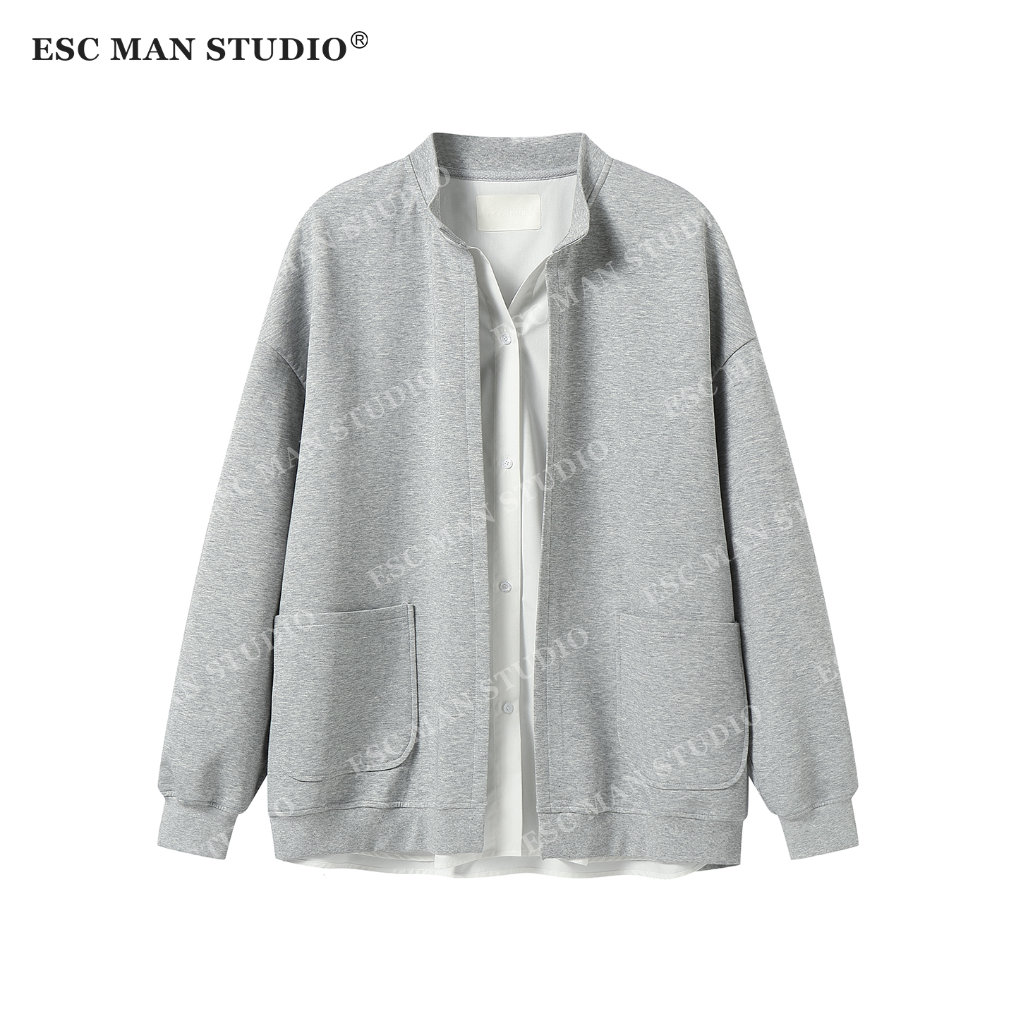 ESC MAN STUDIO/两种穿搭风格随意切换 假两件休闲开衫衬衫卫衣