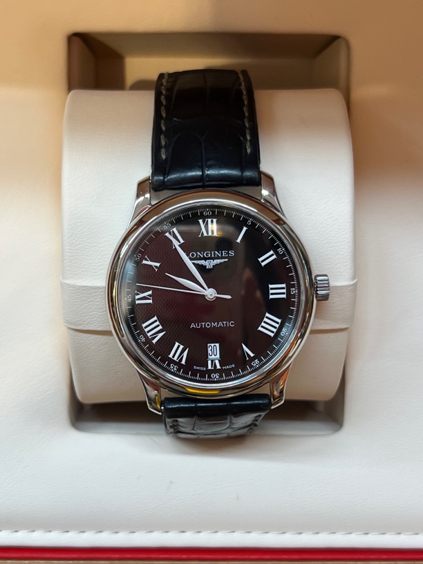 95新 Longines/浪琴 经典名匠系列自动机械男士腕表黑盘罗马刻度