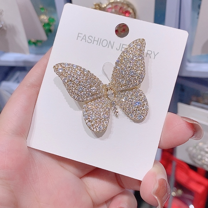 锆石铜合金蝴蝶胸针