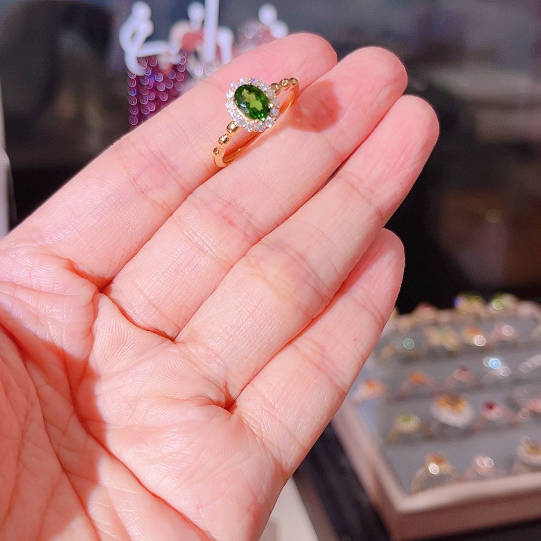 透辉石戒指银S925镶嵌