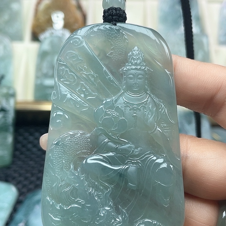 颈饰未镶嵌翡翠璟**球天然缅甸翡翠货玉龙大势至