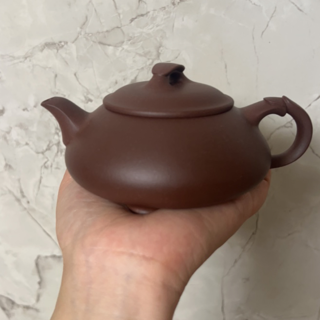 简瓢，宜兴原矿精工半手工紫砂壶，200cc