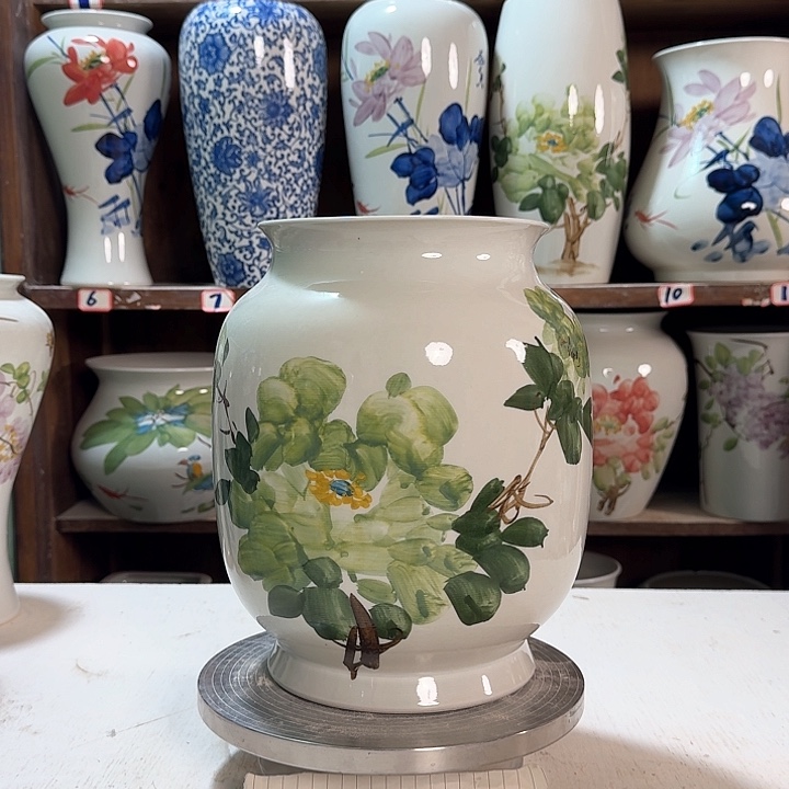 瓶高27冬瓜绿绿牡丹新款陶瓷陶瓷