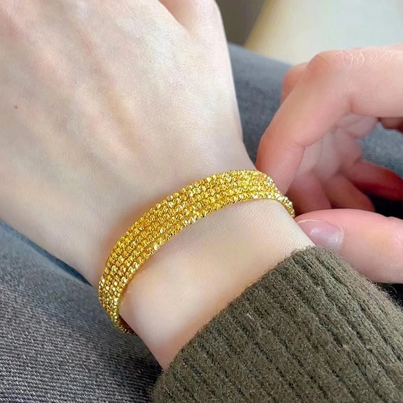 足银手镯 蹦迪珠弹力三圈/五圈记忆手链【】