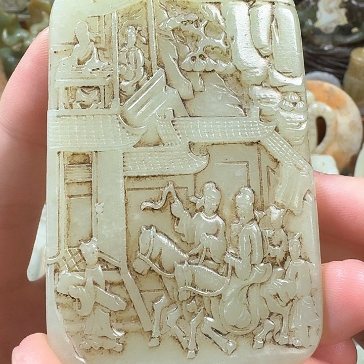 和田玉未镶嵌挂件日**辉