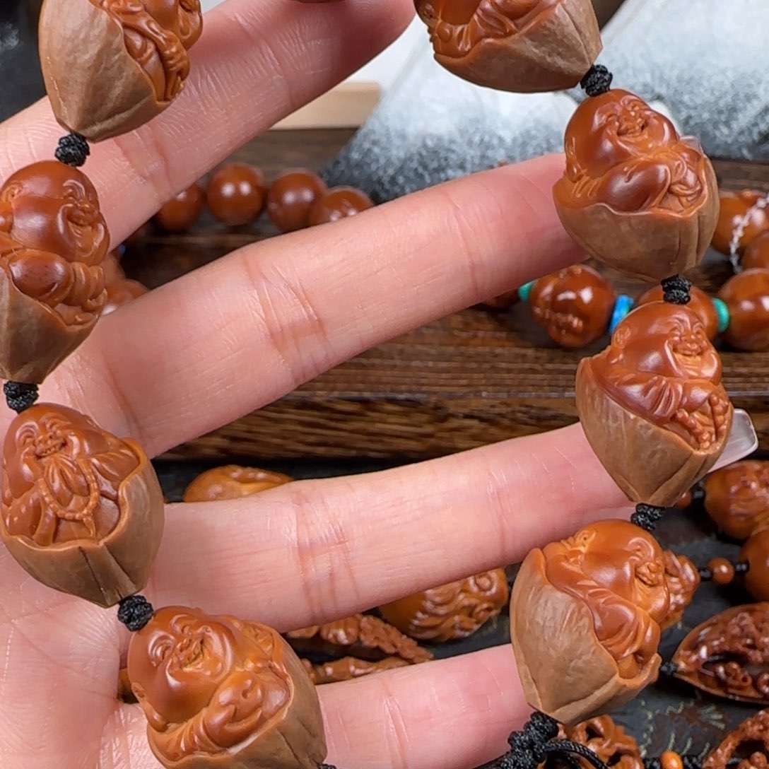 橄榄核手串/手链东尺寸15小籽包衣弥勒手串