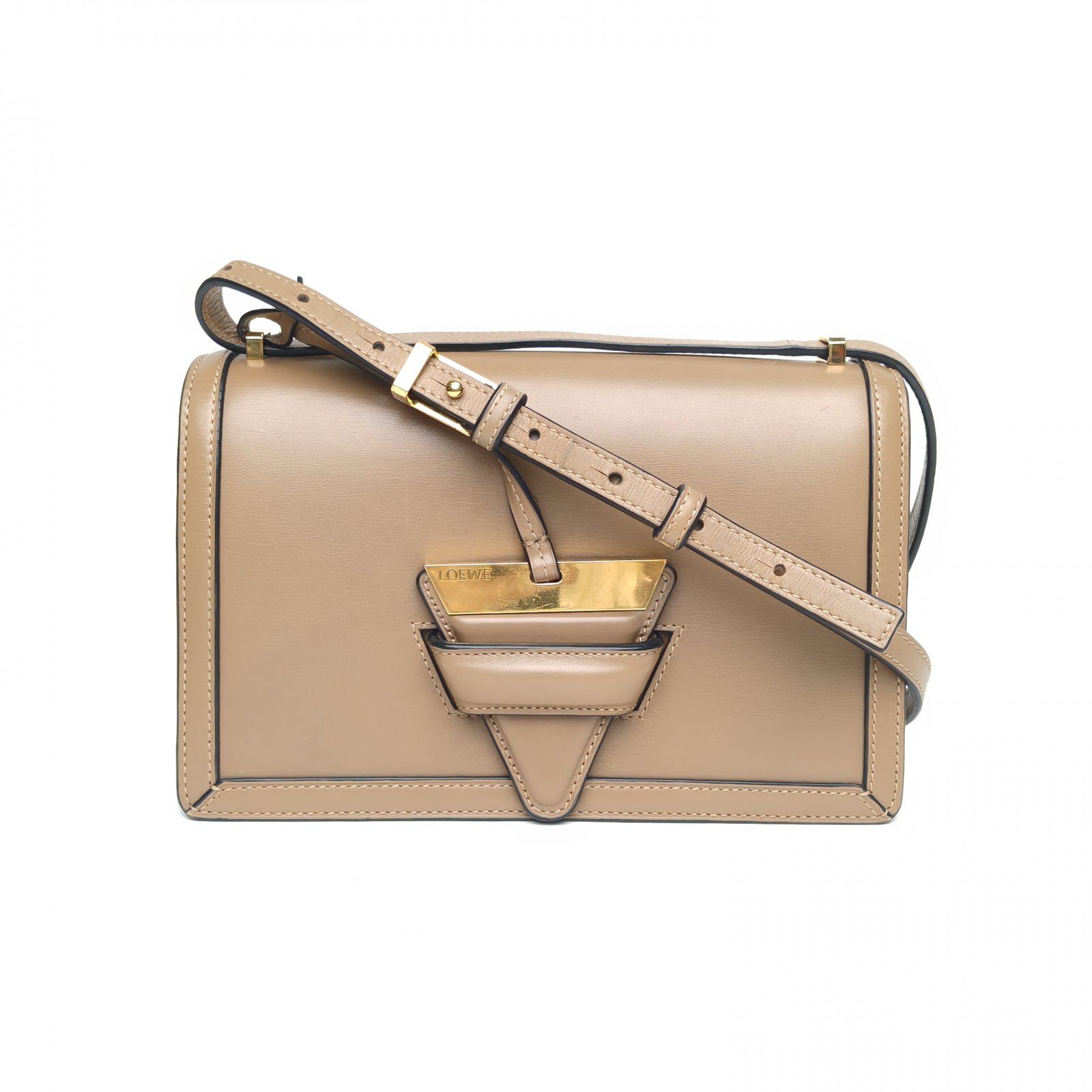 95新 LOEWE/罗意威 攀攀 巴塞罗那 咖啡色 皮革C 金扣 825514