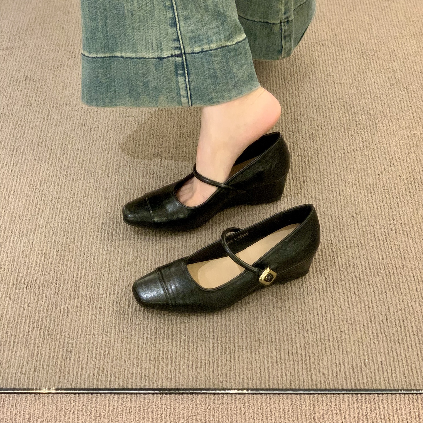 法式浅口单鞋女高跟2025新款春秋法式气质仙女晚晚风坡跟玛丽珍鞋