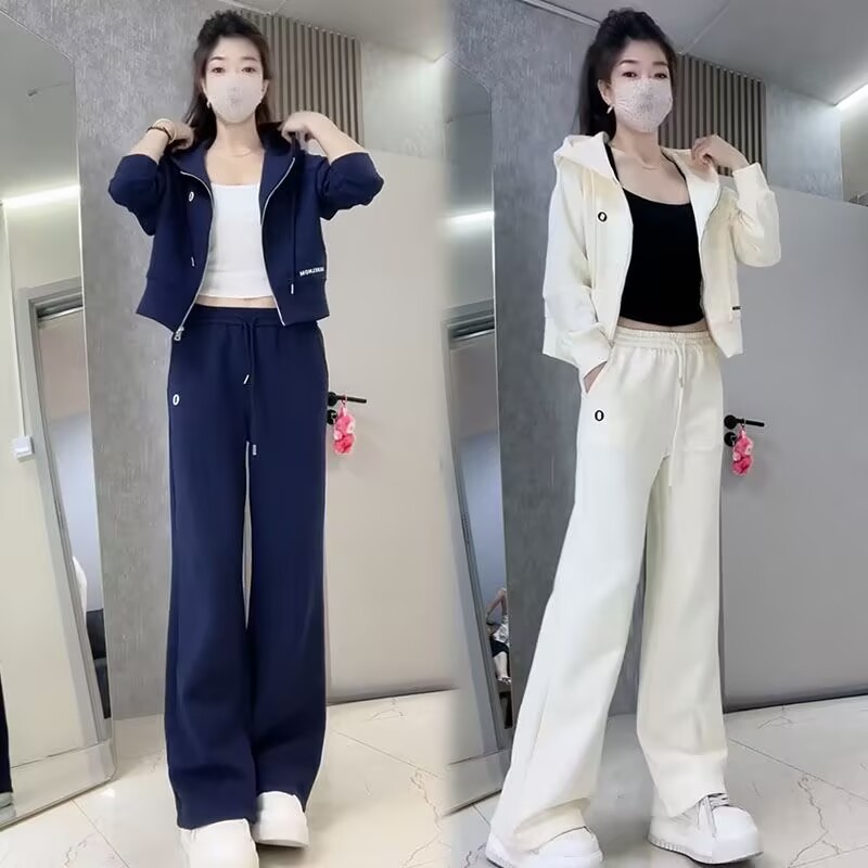 2025休闲运动套装女新款时尚春秋季连帽洋气减龄卫衣长裤两件套潮