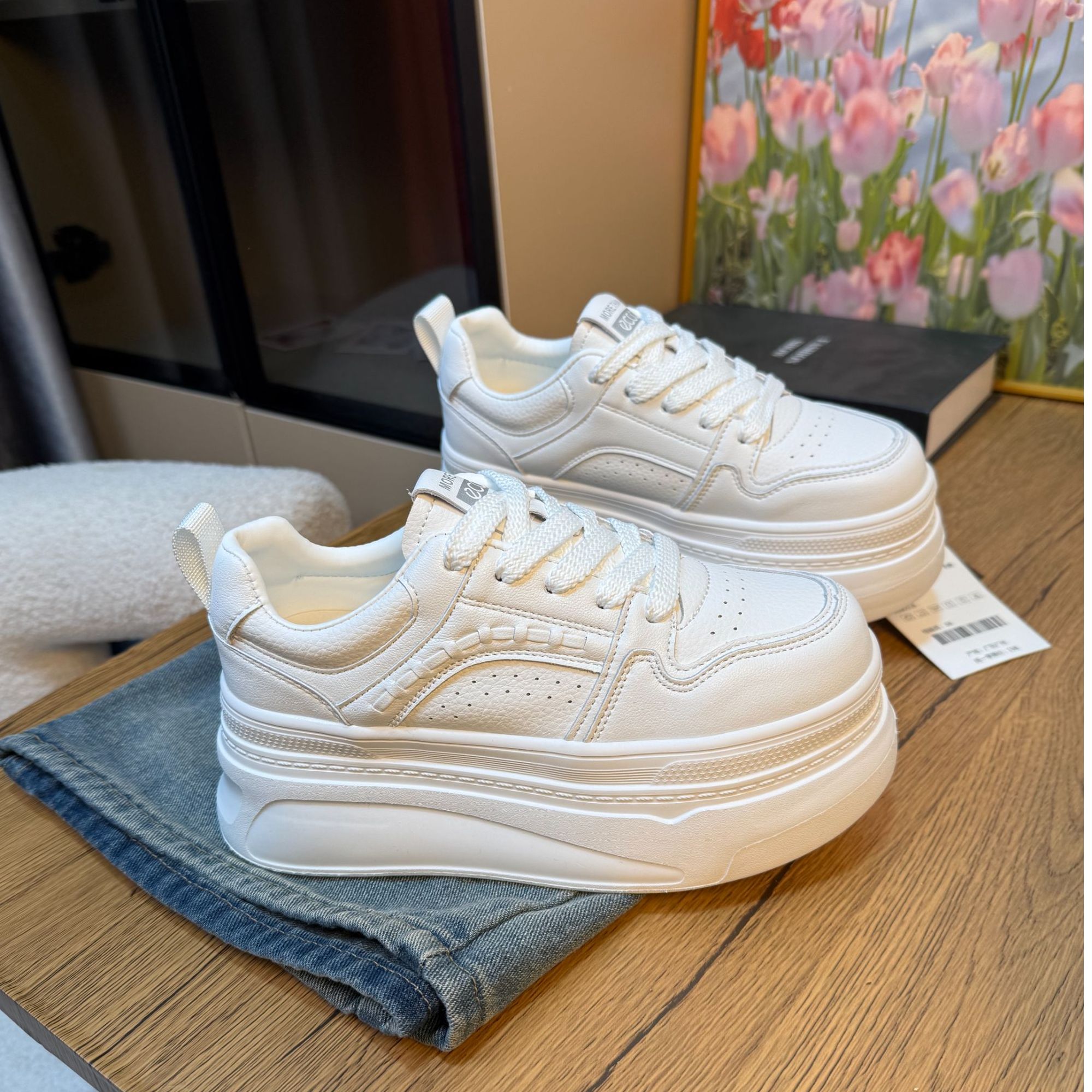 2026新款板鞋圆头交叉绑带时尚休闲鞋时尚韩版女鞋百搭厚底ins