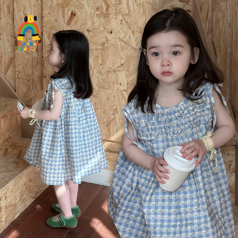 【彩虹】2025夏款韩系淡蓝色连衣裙-88054