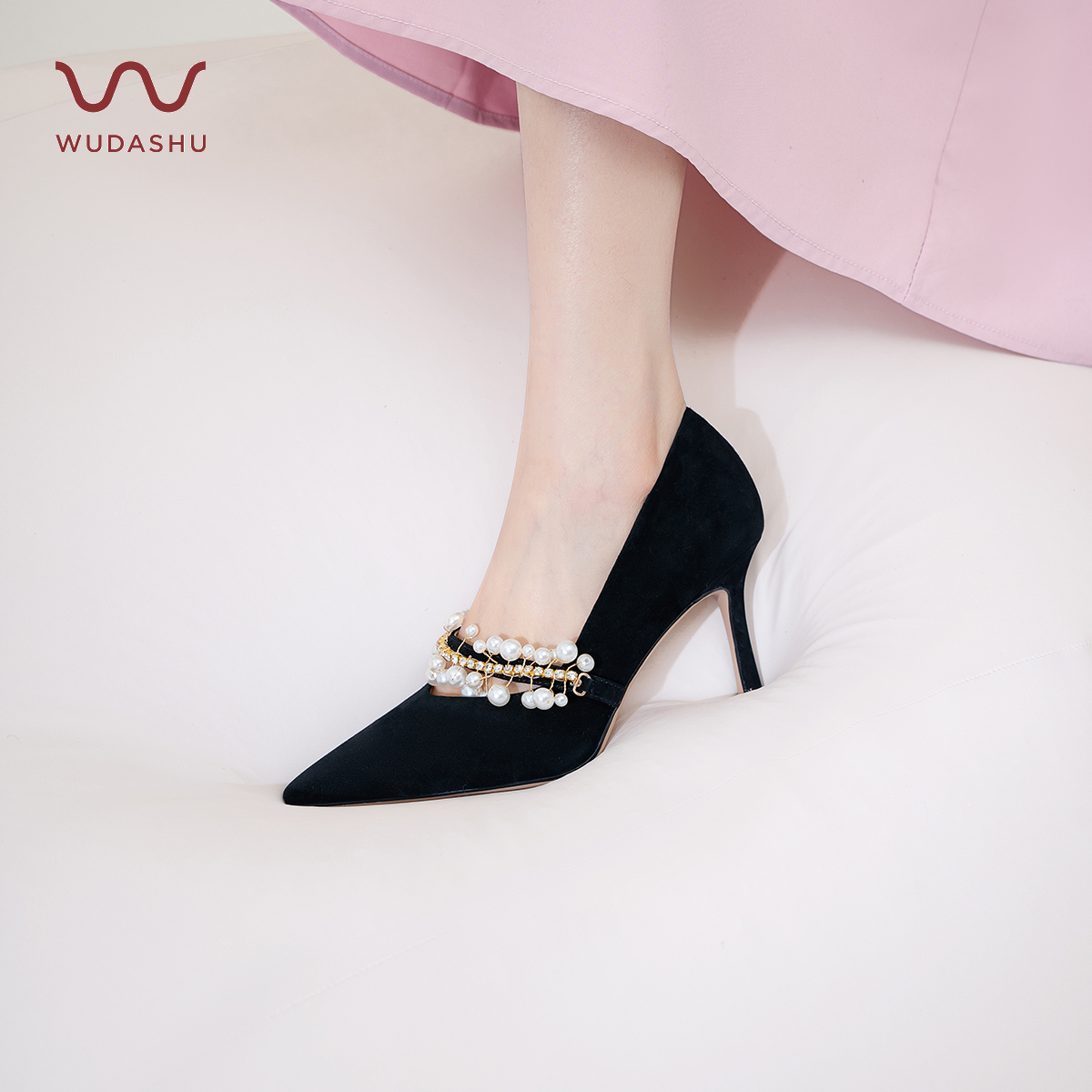 穿高跟鞋的吴大叔【气垫缓震】法式珍珠特细单鞋欧若风新中式轻奢感