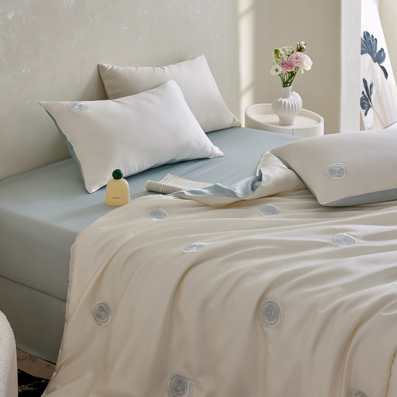 【禧俞】奥地利兰精天丝莱赛尔纤维母婴级A类高级轻奢刺绣山茶花