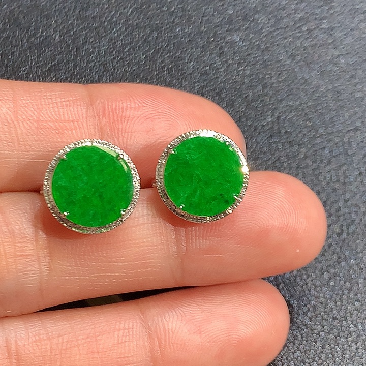 翡翠耳饰18K金镶嵌耳饰