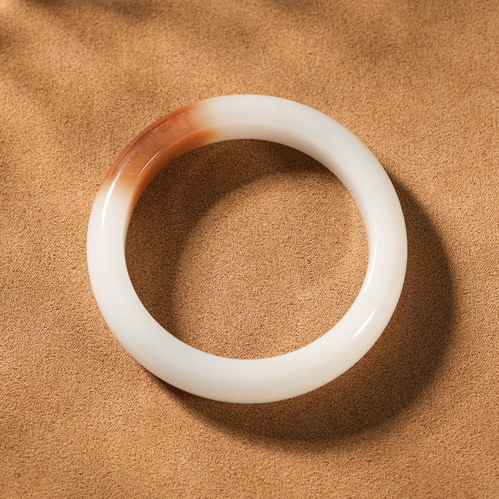 【半壁江山】金丝玉手镯天然玉石糖色手镯