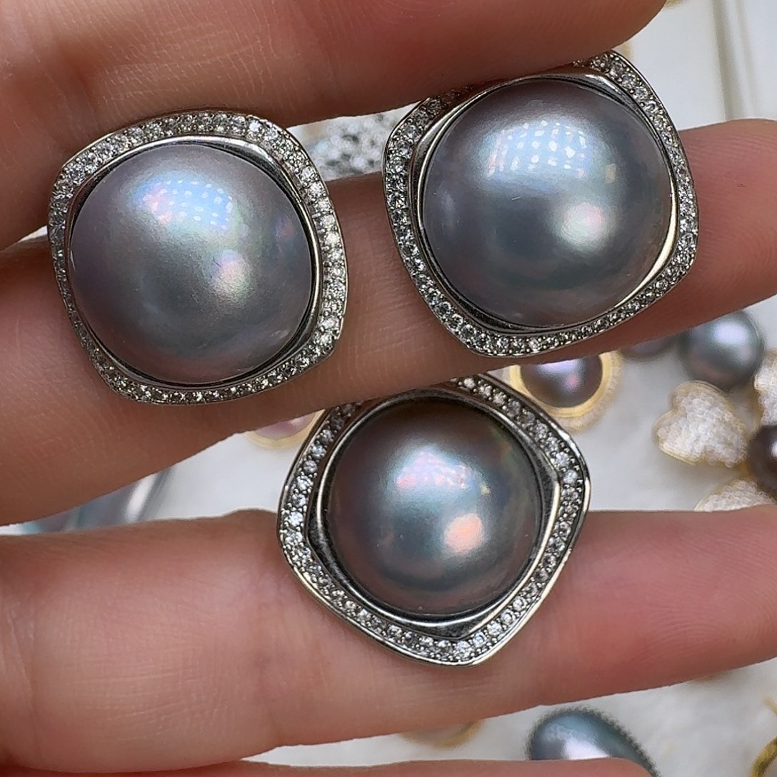 未镶嵌拼合珍珠（马贝珠）耳饰