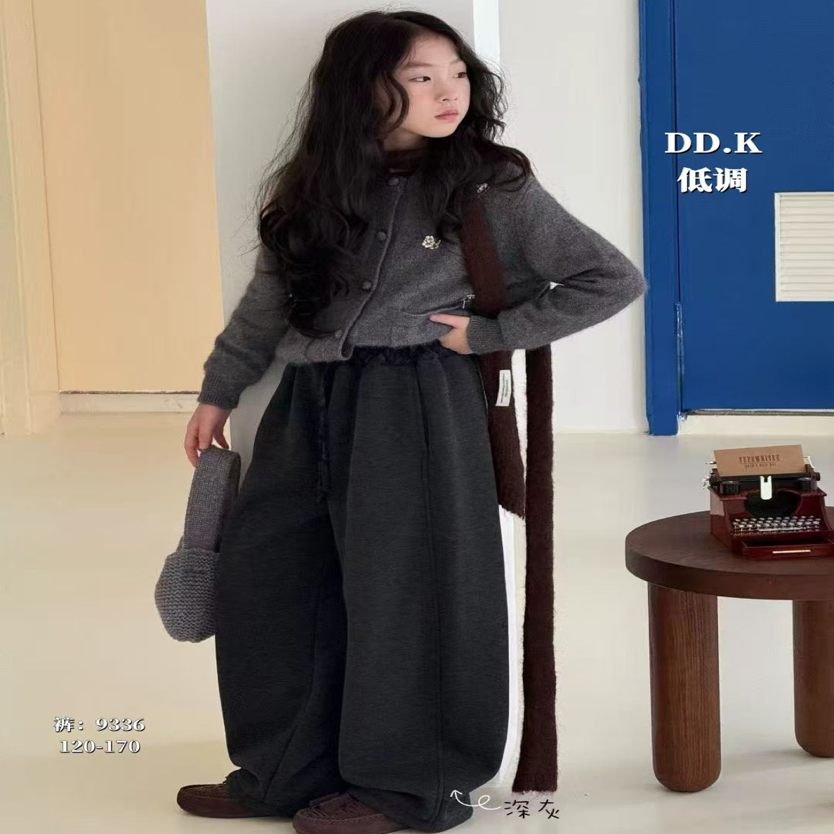 男女童加绒加厚弯刀裤宽松休闲裤子冬季9336