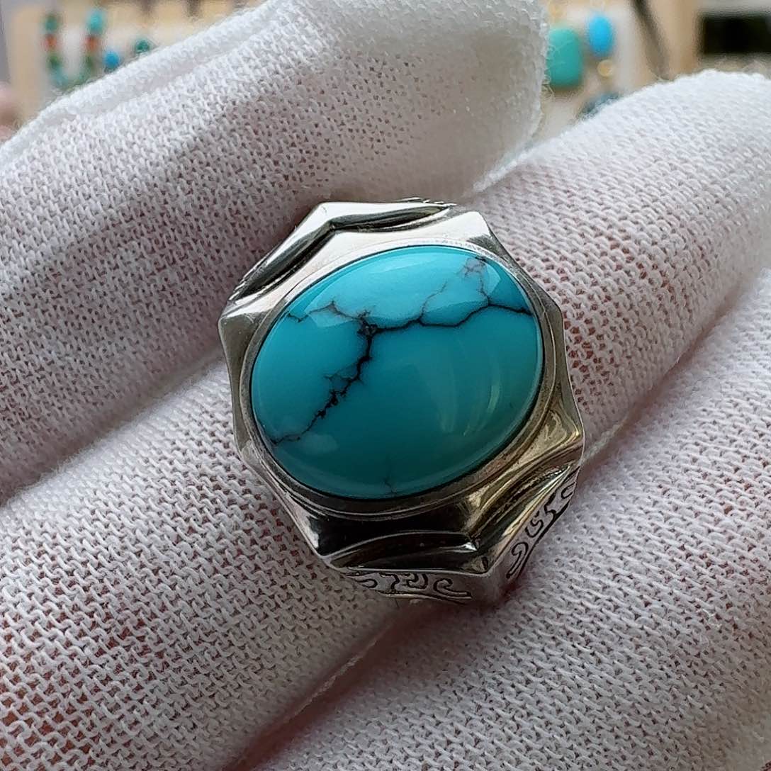 绿松石珠宝奇石银S925镶嵌