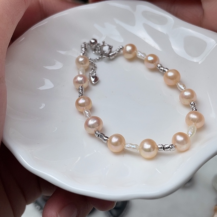 淡水珍珠银S925镶嵌手绳