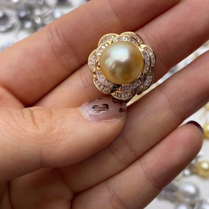 海水珍珠戒指银S925镶嵌