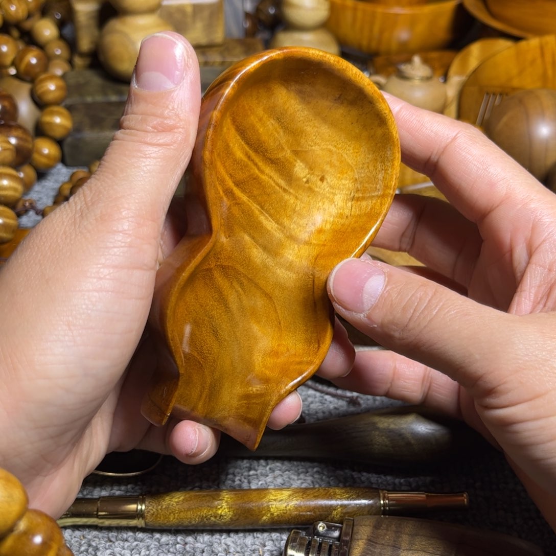 金丝楠花纹茶则小叶
