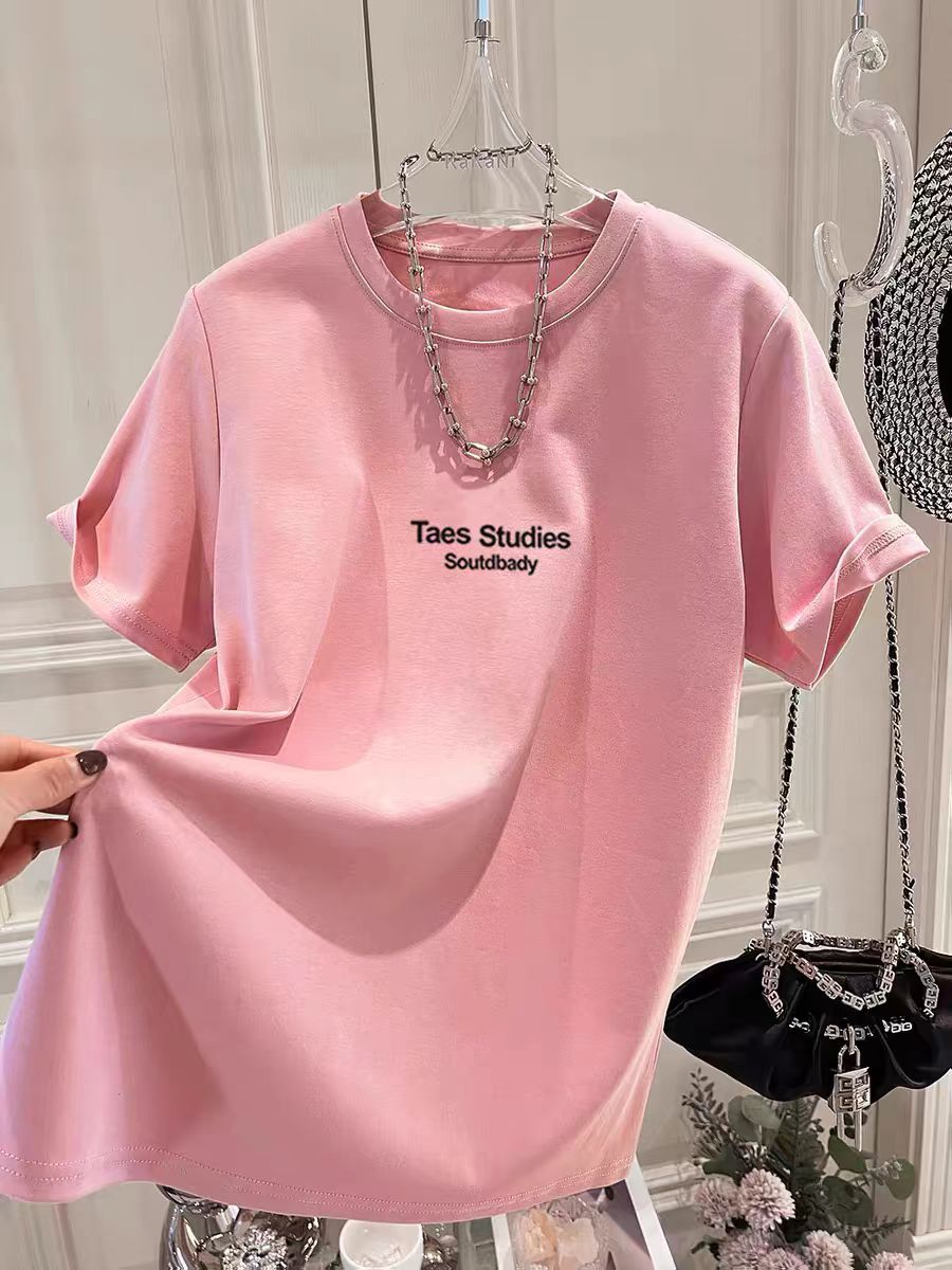 601-699新款夏季气质宽松百搭显瘦设计师中长款圆领T恤