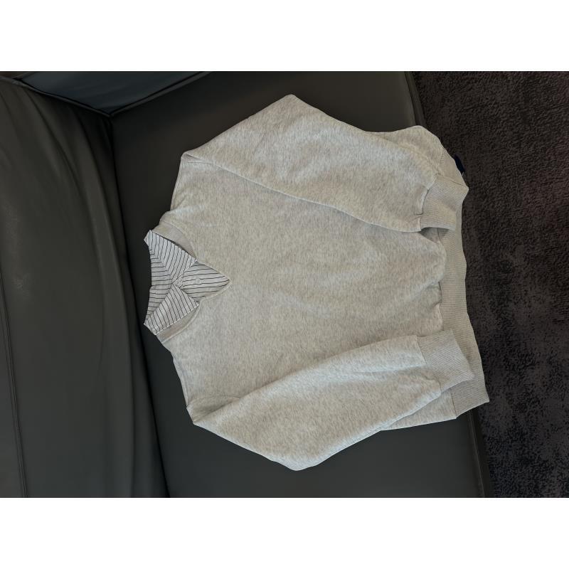 Z241 春秋季美式假两件叠穿卫衣男宽松慵懒风显高套头上衣