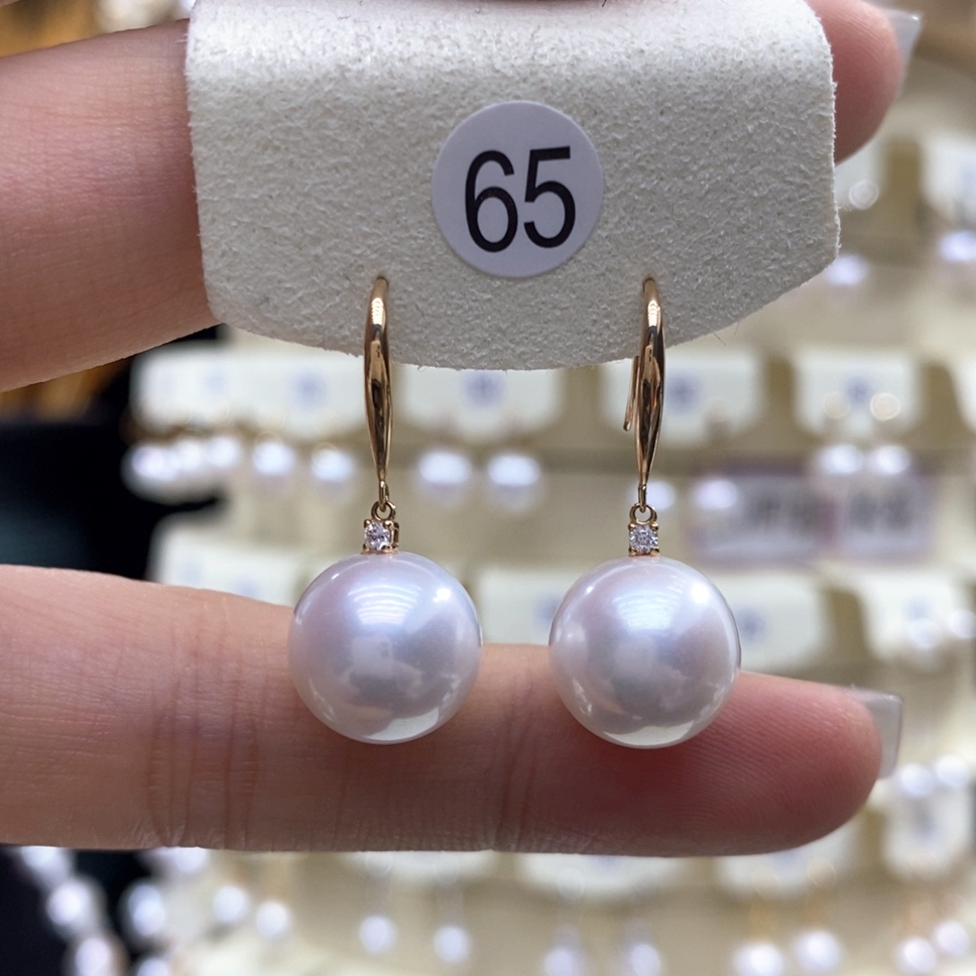 淡水珍珠耳饰18K金镶嵌