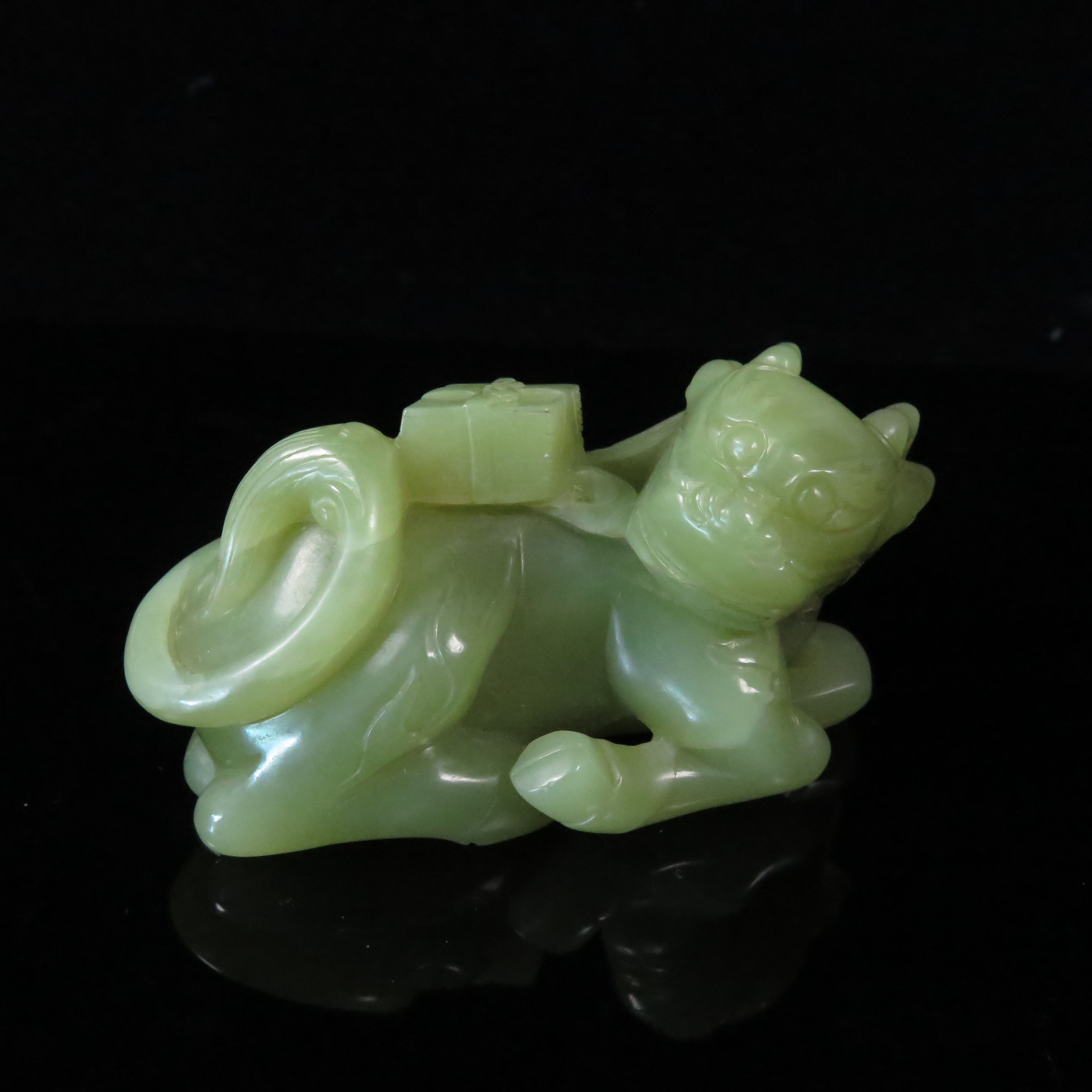 晚清黄玉麒麟送书/HY573865/和田玉/槐荫山房